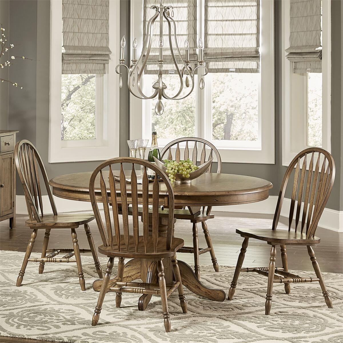Carolina Crossing 5 Piece Pedestal Table Set – Brown Dining Sets Liberty Furniture 2