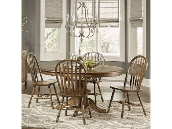 Carolina Crossing 5 Piece Pedestal Table Set – Brown Dining Sets Liberty Furniture