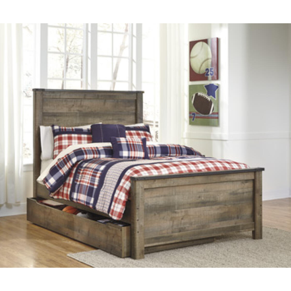 9cff0e83ab51b34c5d1c728b43da03af Trinell Full Panel Bed with 1 Large Storage Drawer - Image 1