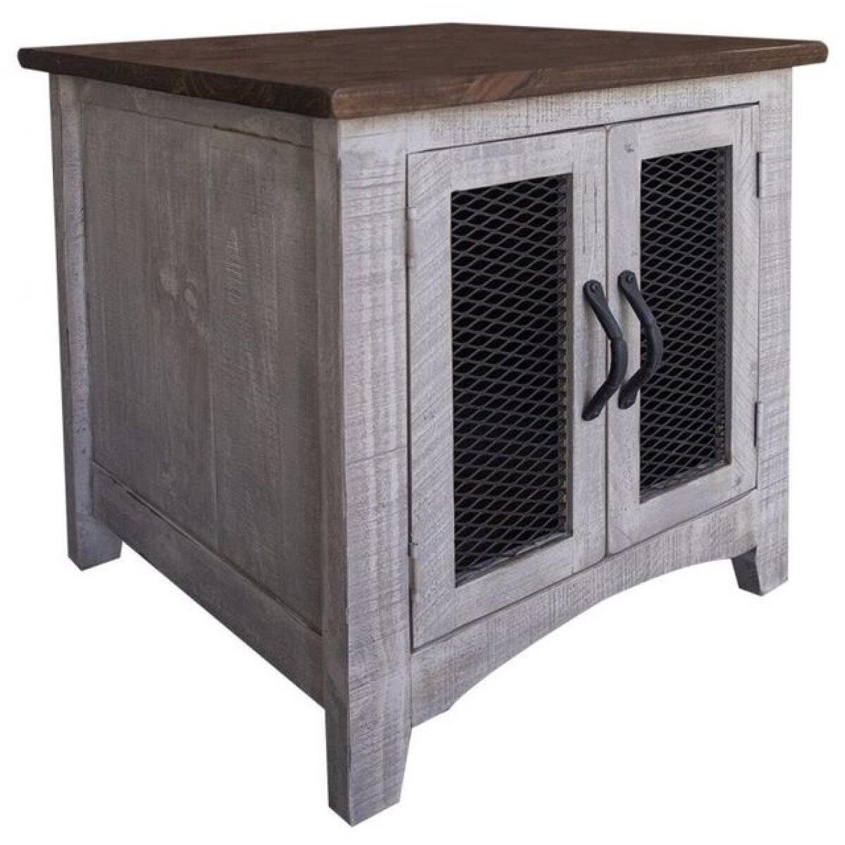 Pueblo Gray End Table 2 Doors End tables International Furniture Direct 3