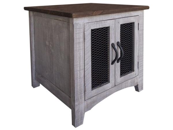 Pueblo Gray End Table 2 Doors End tables International Furniture Direct
