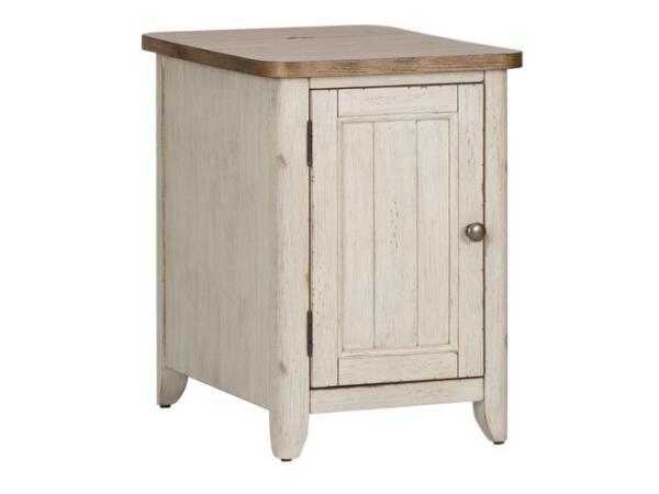 Farmhouse Reimagined Door Chair Side Table w/ Charging Station Chairside Tables Liberty Furniture