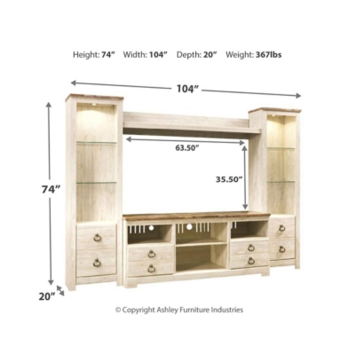 Willowton 4-Piece Entertainment Center Entertainment Stands Ashley Furniture 7