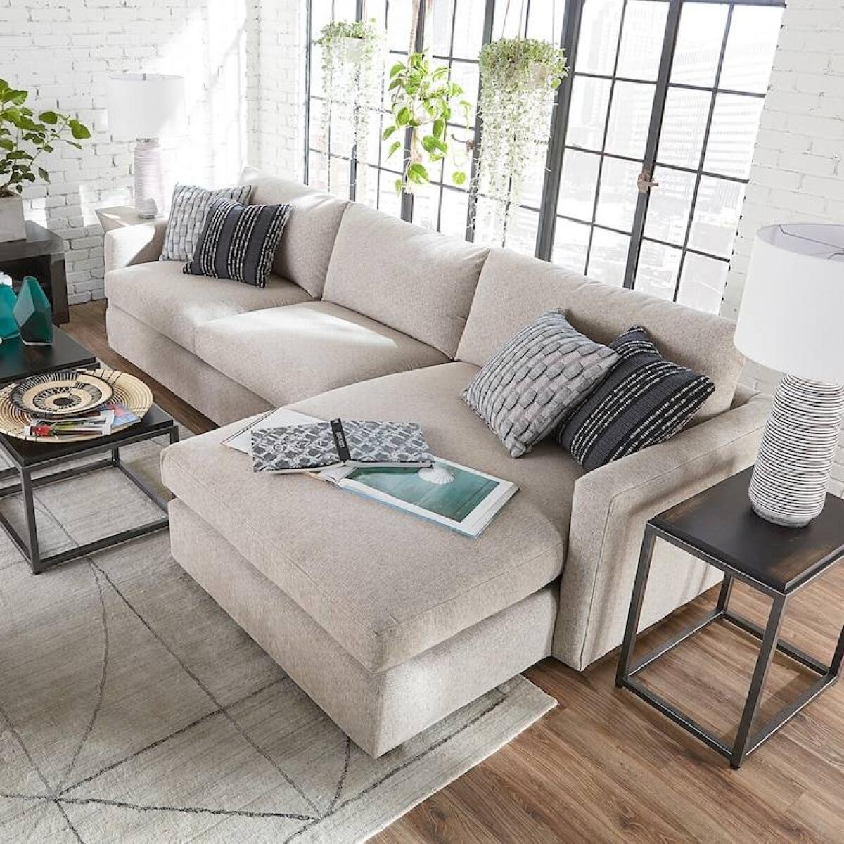 Allure Contemporary Sectional with Right Arm Facing Chaise Sectionals Bassett Furniture 6