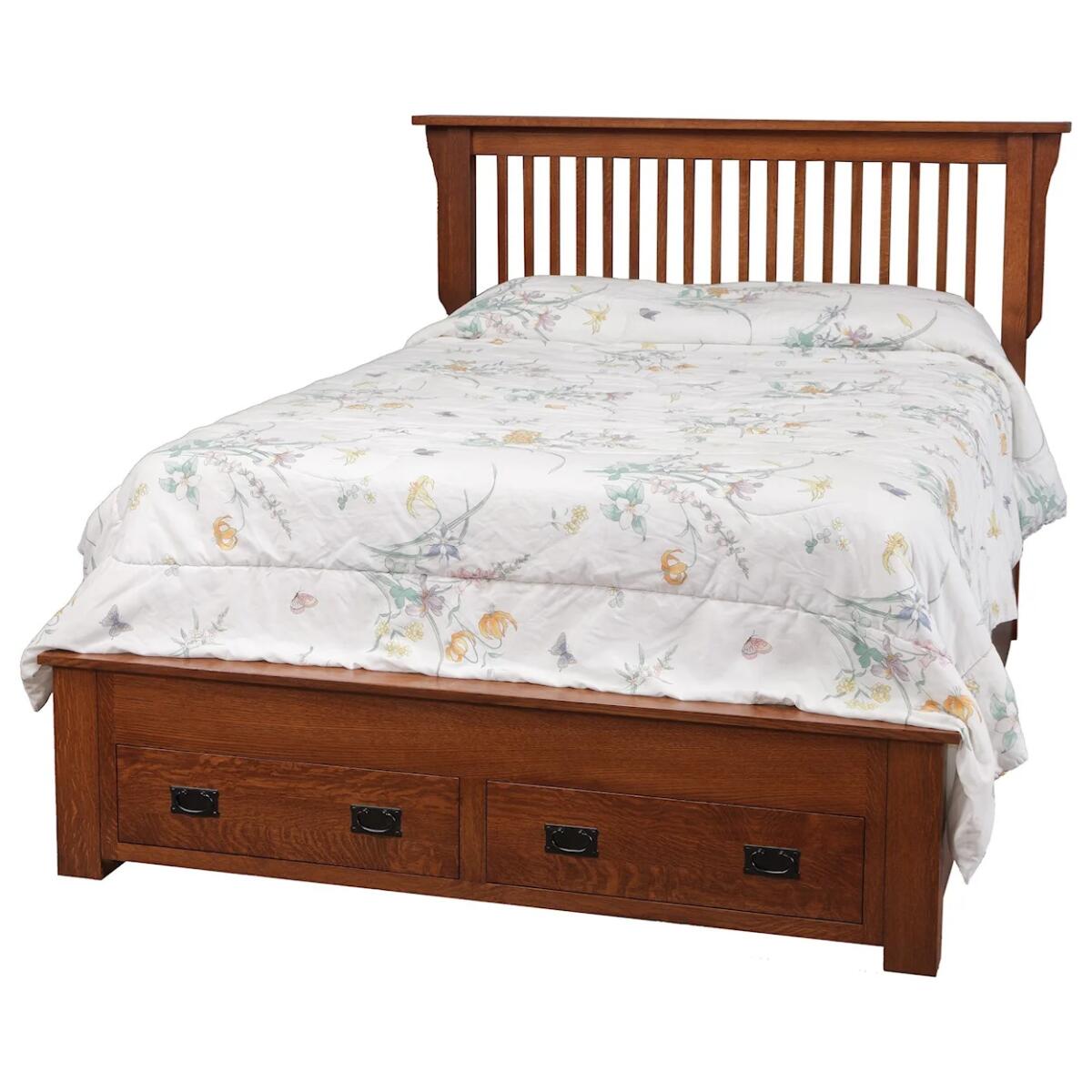 Queen Storage Bed with 2 Footboard End Drawers Beds Customizable 3