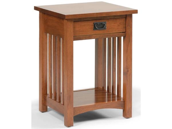 1-Drawer Mission-Style Open Nightstand with 1 Shelf Nightstands Customizable