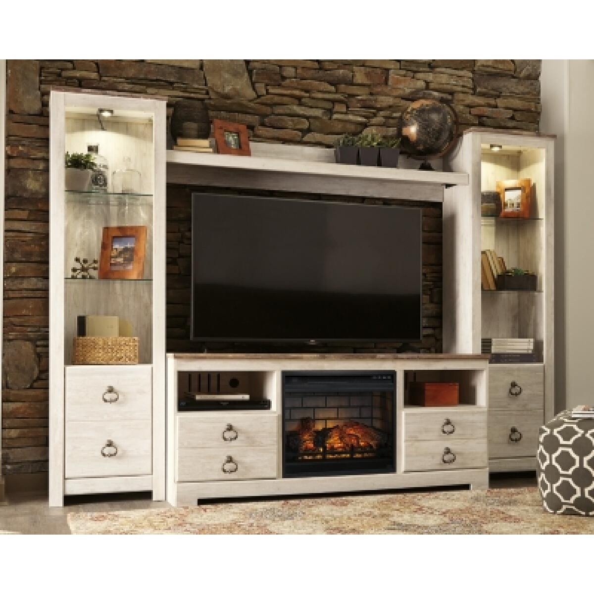 Willowton 4-Piece Entertainment Center with Electric Fireplace Fireplaces Ashley Furniture 8