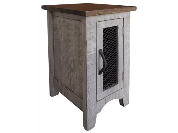 Pueblo Gray Chair Side Table 1 Door Chairside Tables International Furniture Direct