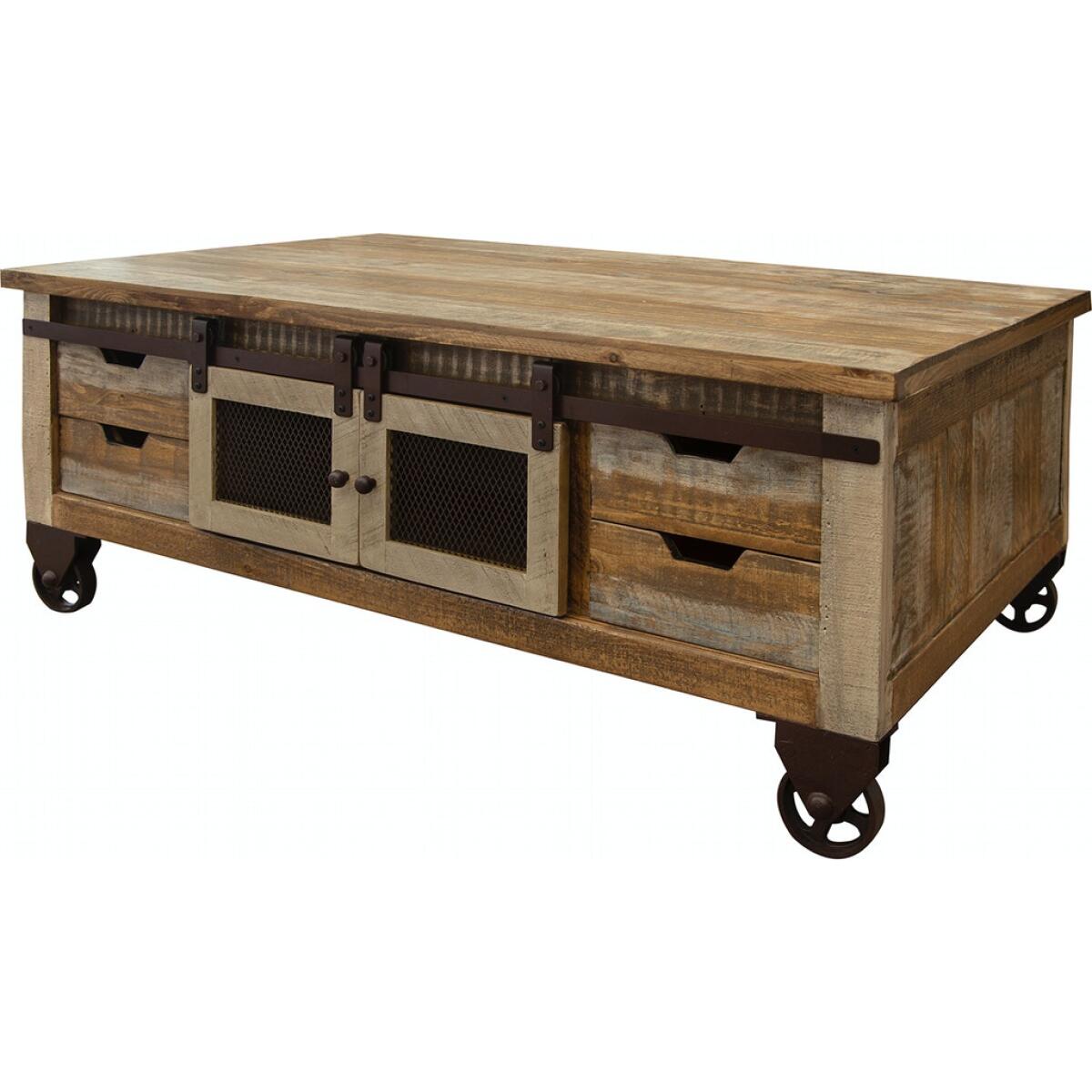 9661 Antique 8 Drawers, 4 Doors Cocktail Table Cocktail & Coffee Tables International Furniture Direct 7