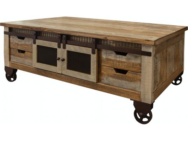 9661 Antique 8 Drawers, 4 Doors Cocktail Table Cocktail & Coffee Tables International Furniture Direct