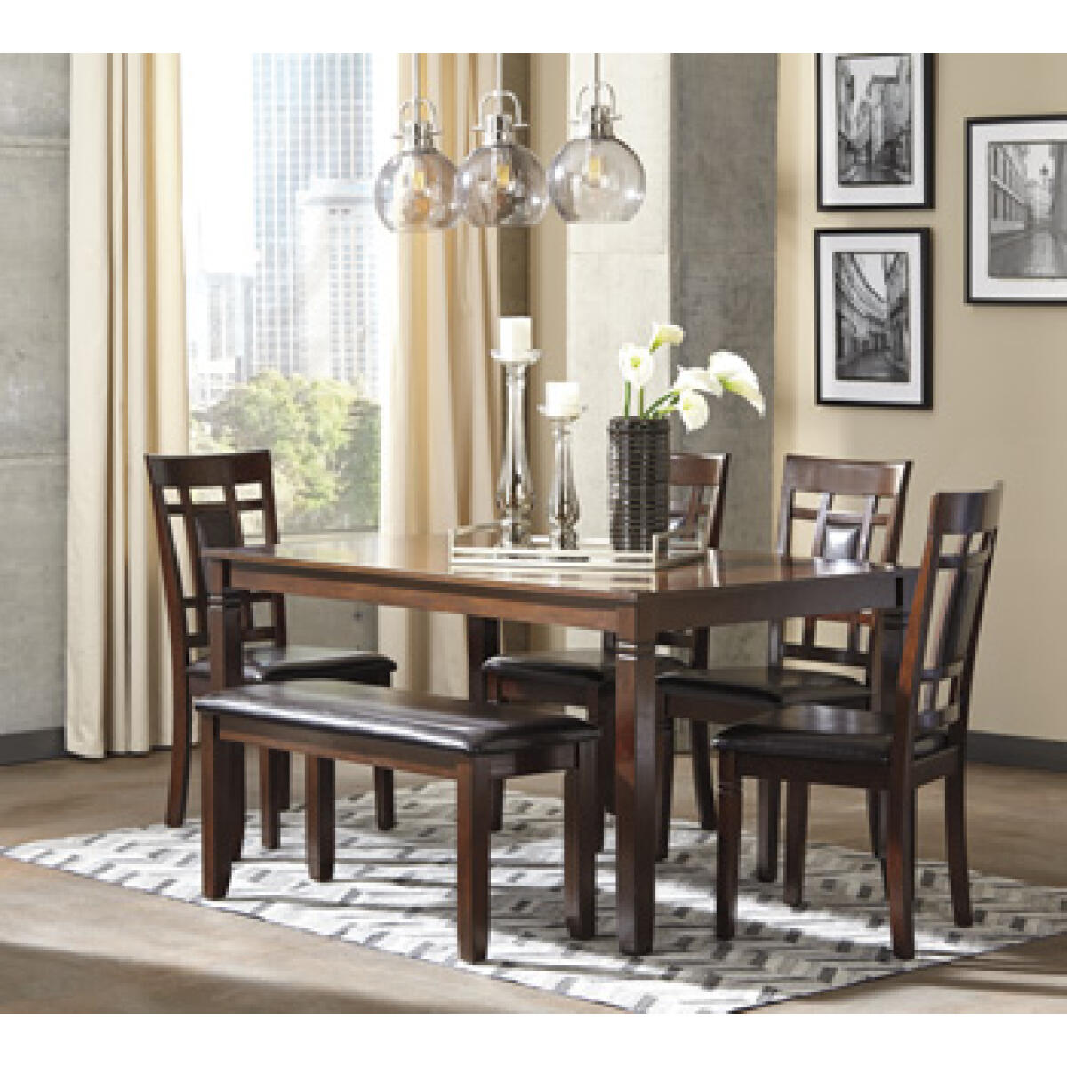 Bennox Dining Table and Chairs with Bench (Set of 6) Dining Tables Ashley Furniture 8