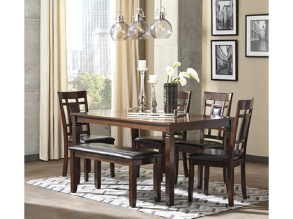 Bennox Dining Table and Chairs with Bench (Set of 6) Dining Tables Ashley Furniture