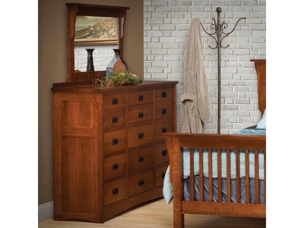 15-Drawer Solid Wood Triple Dresser with 42 X 36 Landscape Mirror Mirrors Customizable