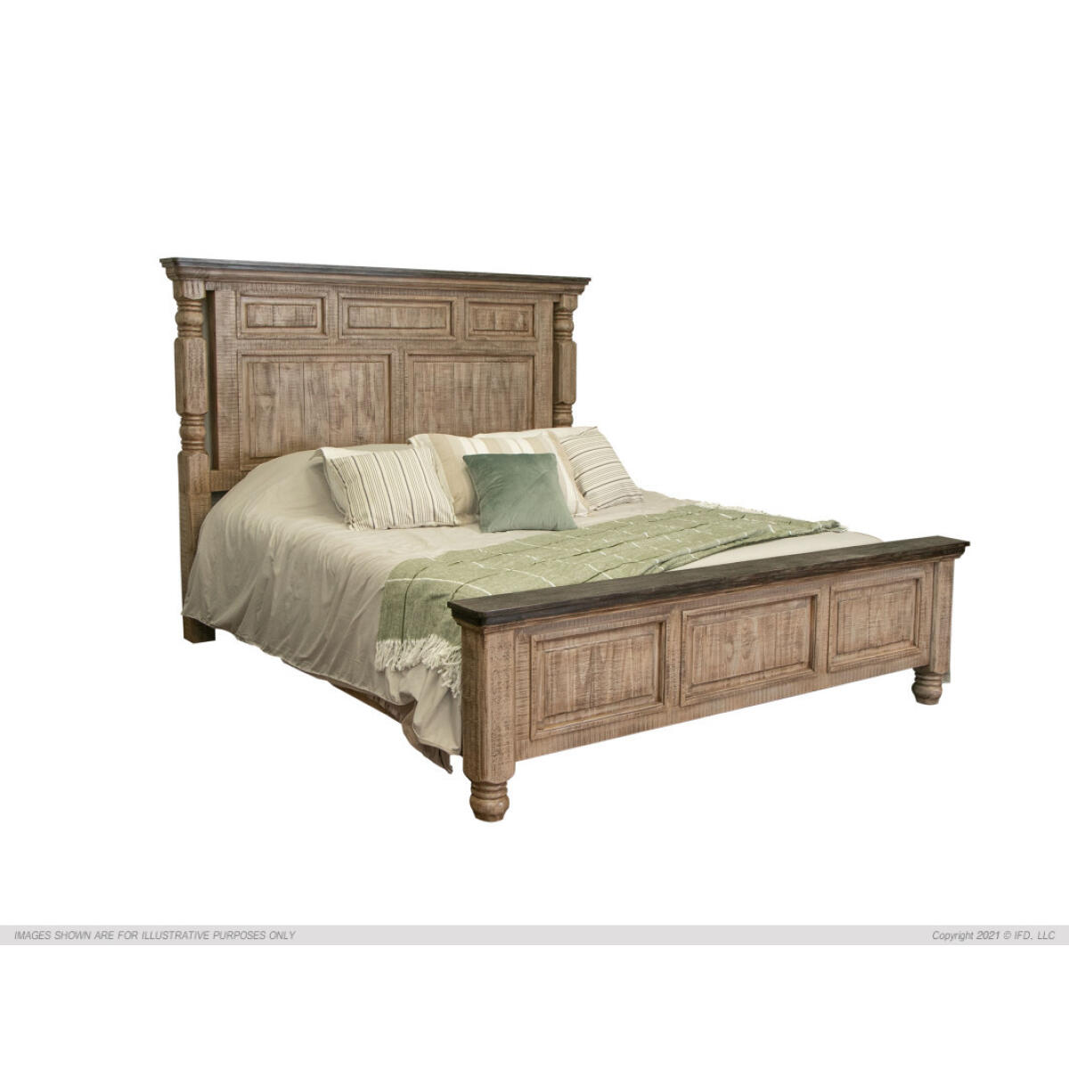 Natural Stone Sand Drift/Deep Brown Queen Panel Bed Beds International Furniture Direct 2