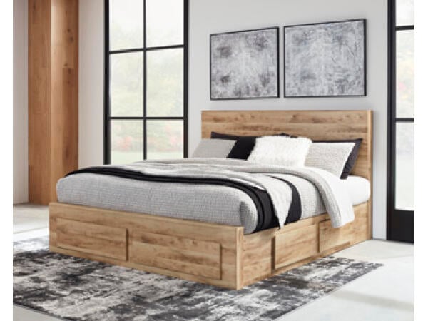 Hyanna King Panel Storage Bed with 2 Under Bed Storage Drawer Beds Ashley Furniture
