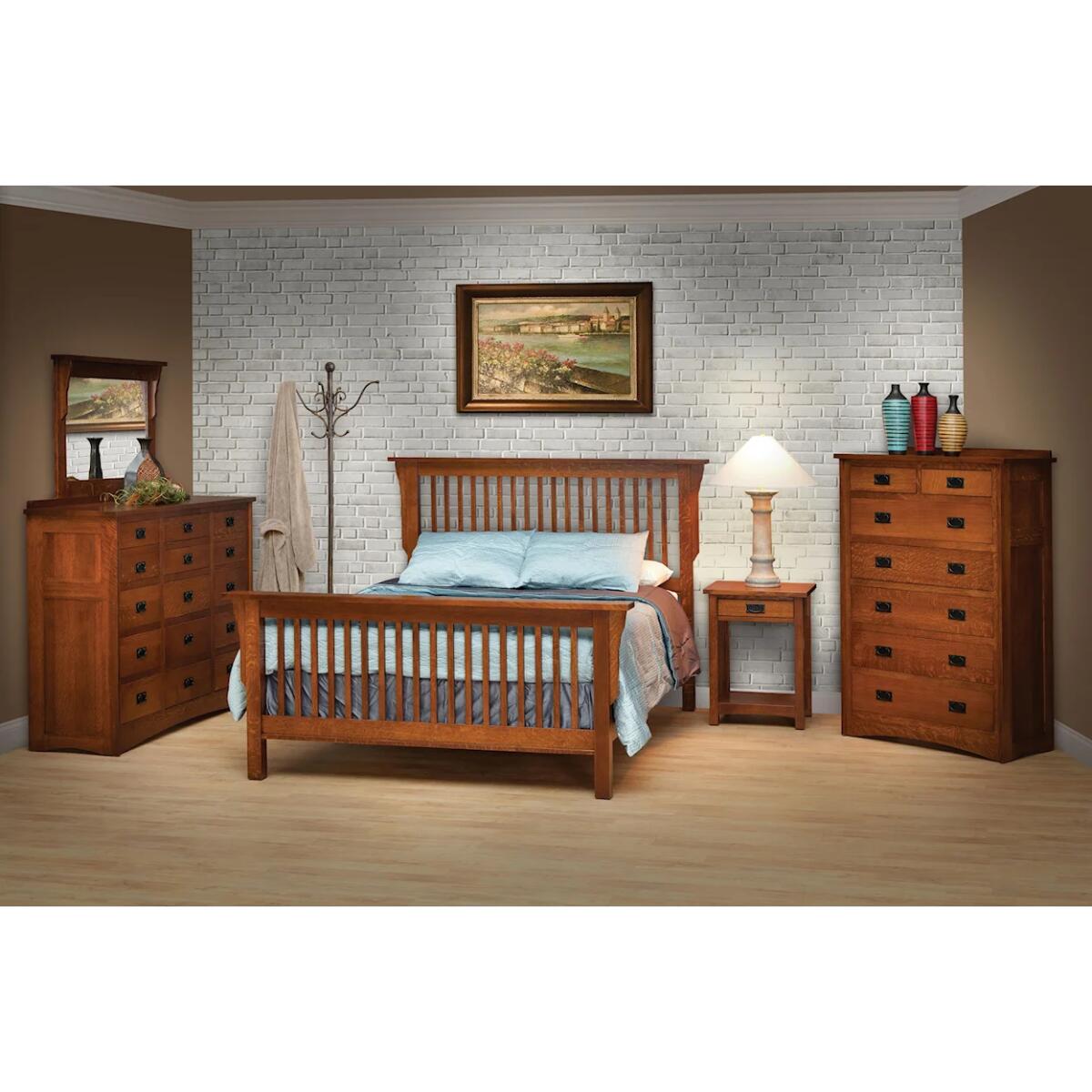 1-Drawer Mission-Style Open Nightstand with 1 Shelf Nightstands Customizable 4