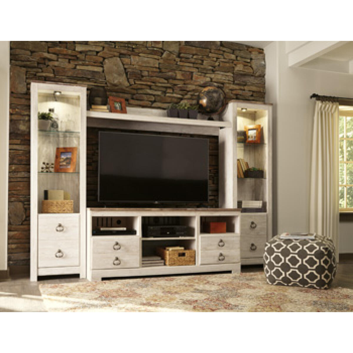 Willowton 4-Piece Entertainment Center Entertainment Stands Ashley Furniture 5