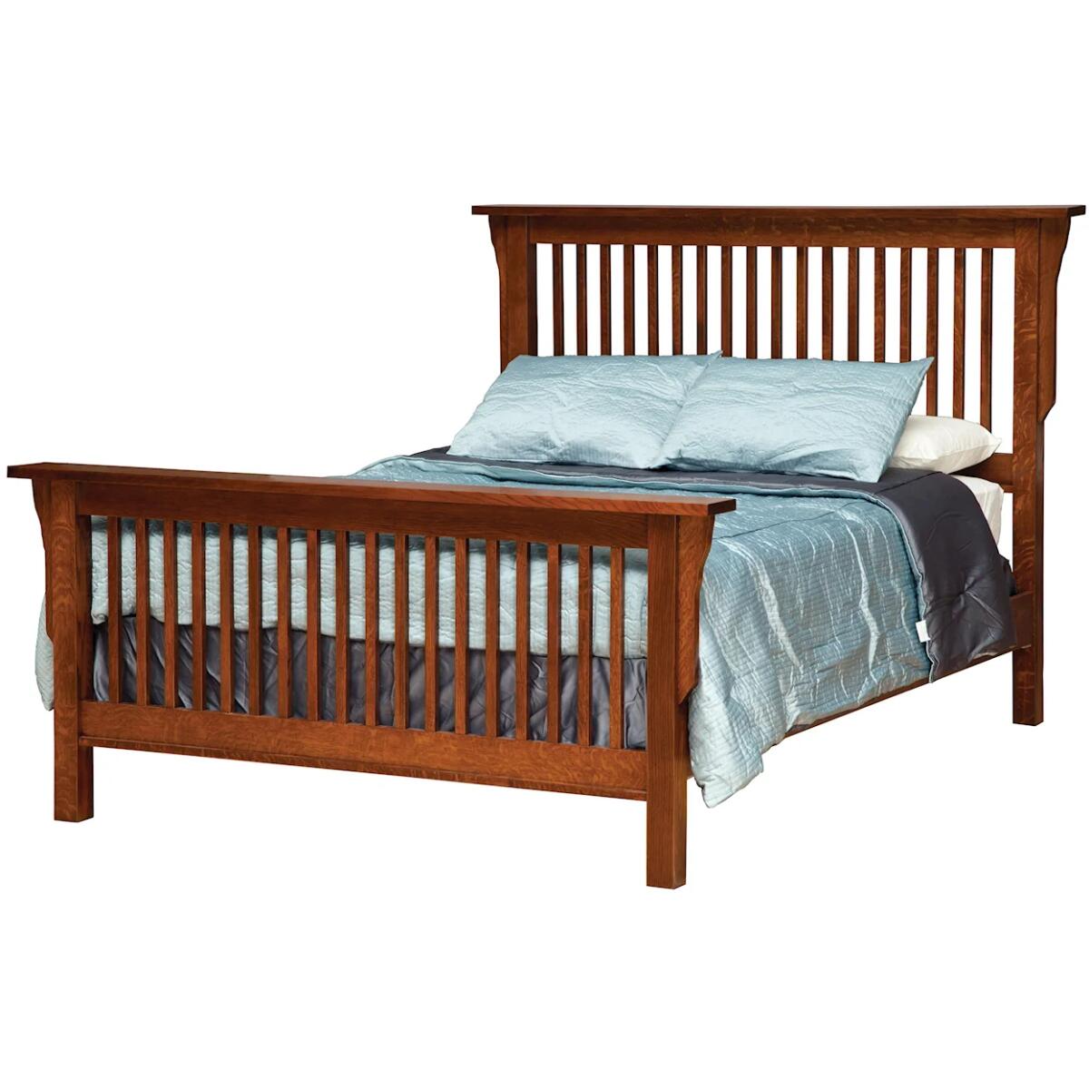 Queen Mission-Style Frame Bed with Headboard & Footboard Slat Detail Beds Customizable 3