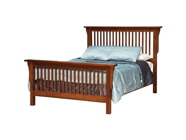Queen Mission-Style Frame Bed with Headboard & Footboard Slat Detail Beds Customizable