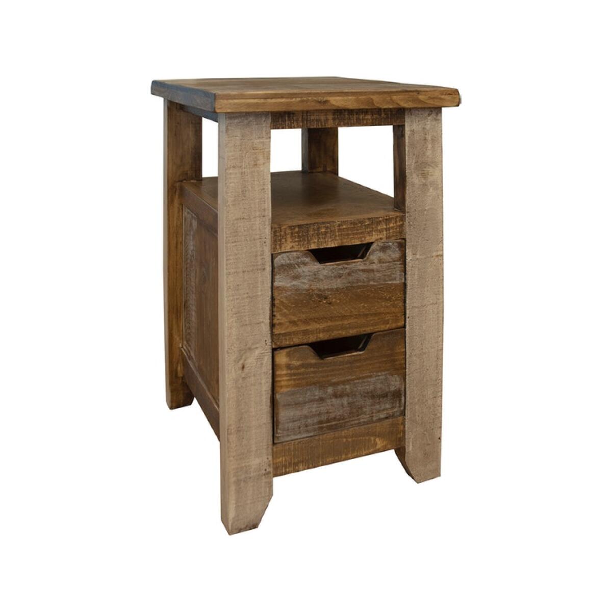 9661 Antique 2 Drawers Chair side Table Chairside Tables International Furniture Direct 7