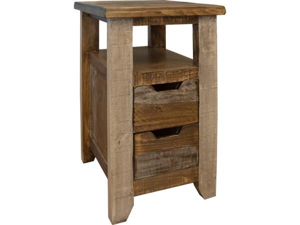 9661 Antique 2 Drawers Chair side Table Chairside Tables International Furniture Direct