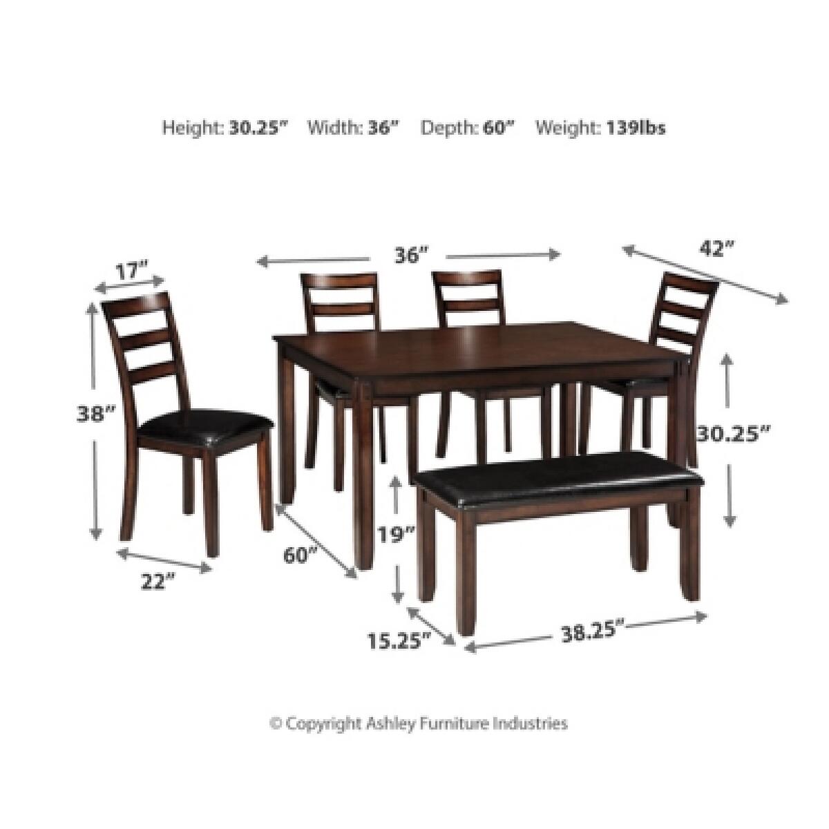 Coviar Dining Table and Chairs with Bench (Set of 6) Dining Tables Ashley Furniture 12