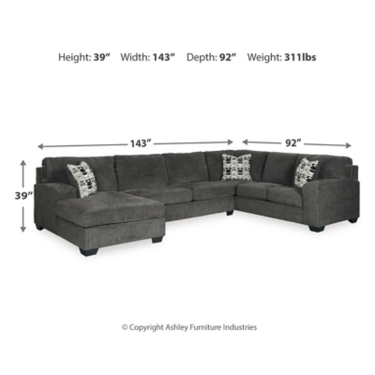 Ballinasloe 3-Piece Sectional with Chaise Sectionals Ashley Furniture 10