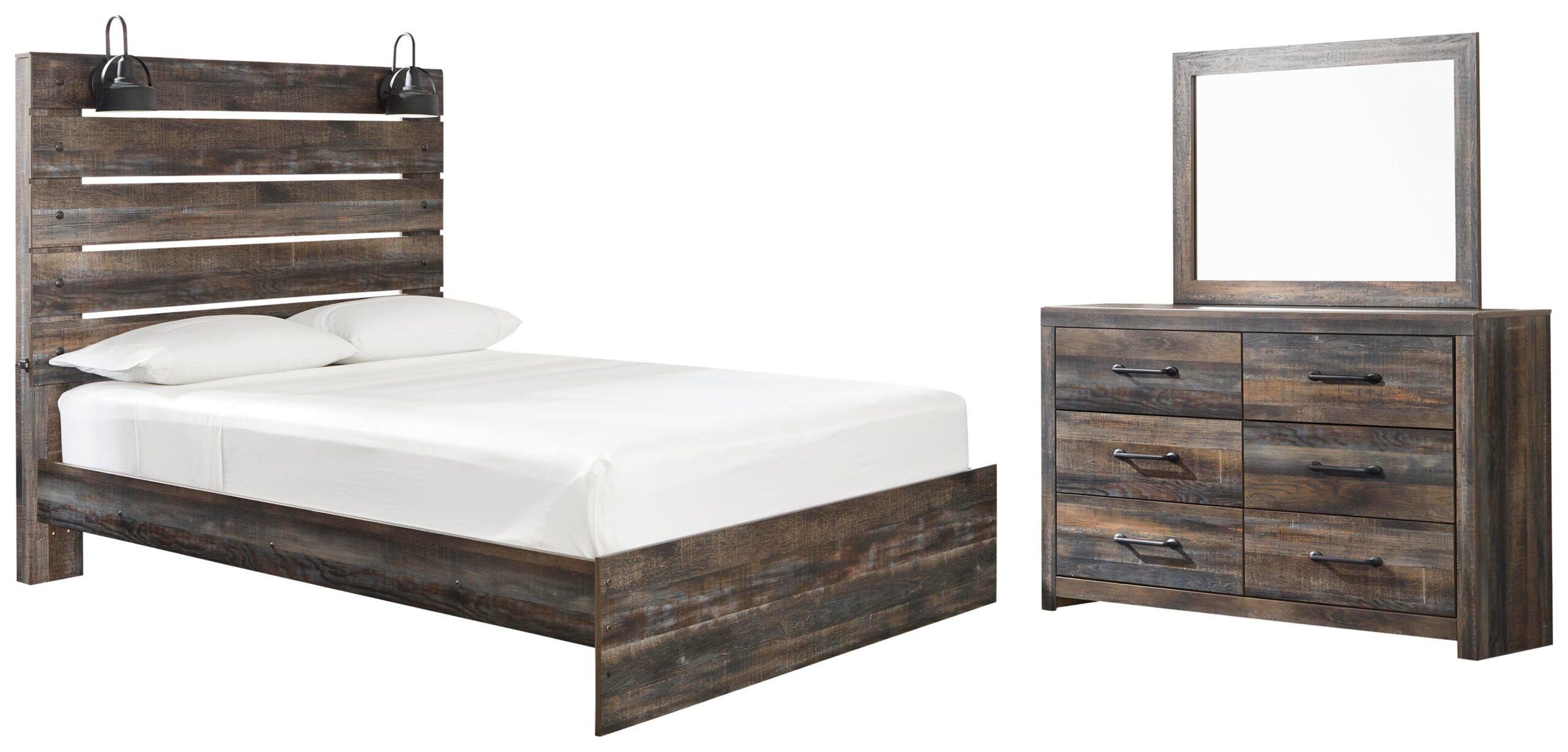 Drystan Queen Panel Bed, Dresser and Mirror