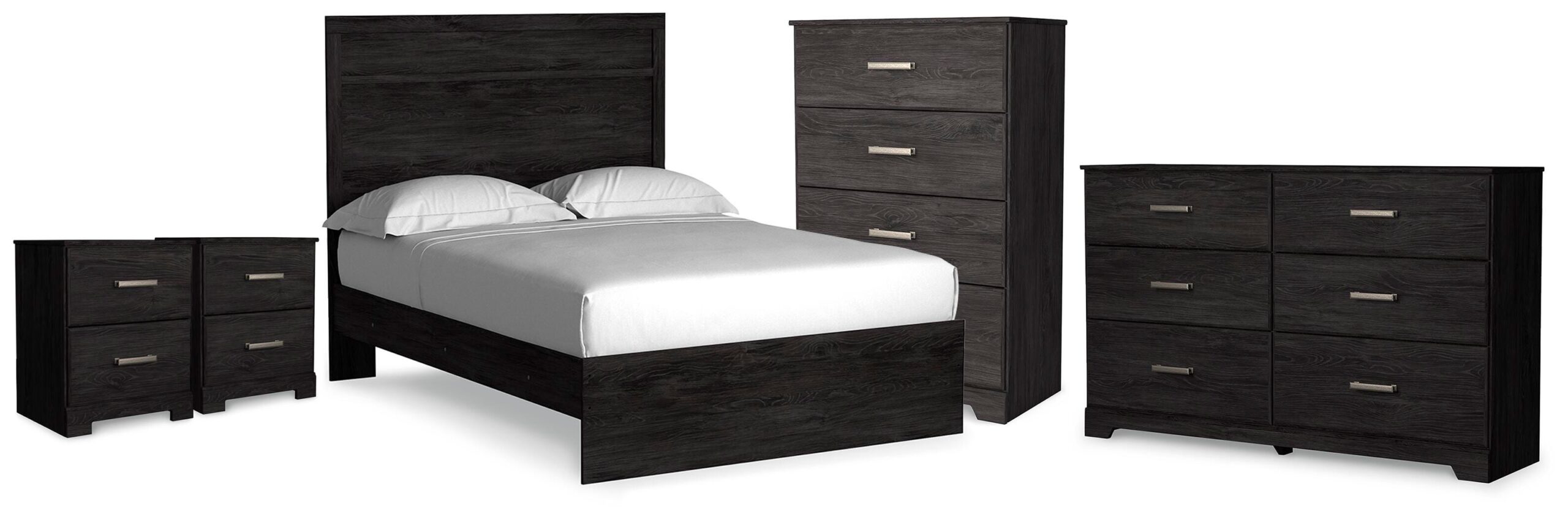 Belachime Full Panel Bed, Dresser, Chest and 2 Nightstands